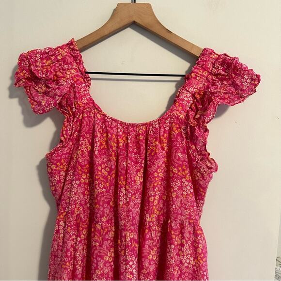Xirena Pink Floral Cotton Silk Maxi Dress Small - Picture 5 of 12